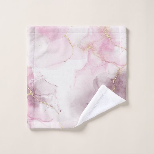 Elegant roze marmer Gold Vein Pattern Bad Handdoek (Wasdoekje)