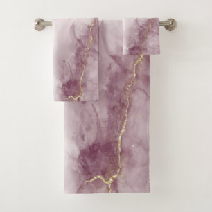 Elegant roze marmer goud aderpatroon bad handdoek