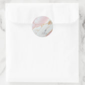 Elegant roze marmer & goud ronde sticker (Tas)