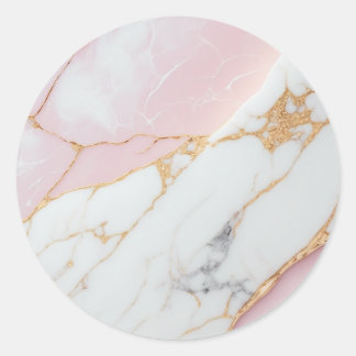 Elegant roze marmer & goud ronde sticker
