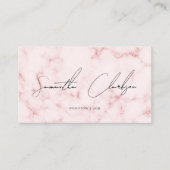 Elegant Roze Marmer Handgeschreven Script QR code Visitekaartje (Voorkant)