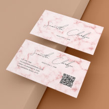 Elegant Roze Marmer Handgeschreven Script QR code