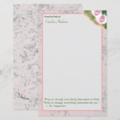 Elegant Roze Marmer Inspirerend Briefpapier (Voorkant / Achterkant)
