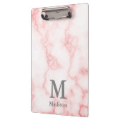 Elegant roze marmer Kijk grijze naam Monogram teks Klembord (Links)