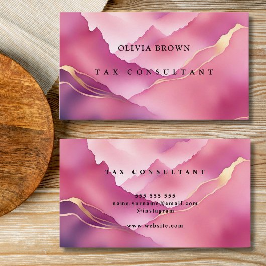 Elegant Roze Marmer Professioneel Visitekaartje