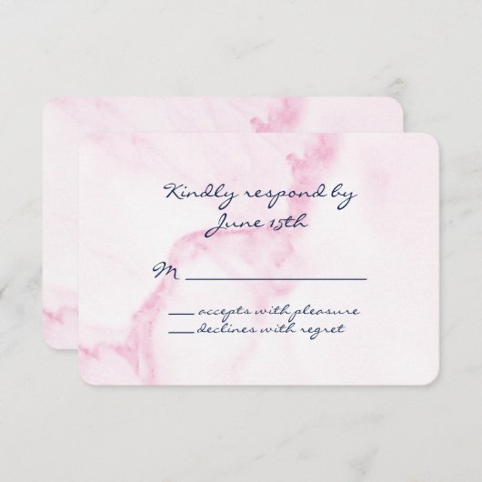Elegant roze marmer RSVP (Voorkant / Achterkant)