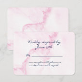 Elegant roze marmer RSVP Kaartje (Voorkant / Achterkant)