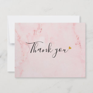 Elegant Roze Marmer Schrift Bedankkaart