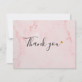 Elegant roze marmer script bedankkaart (Voorkant)