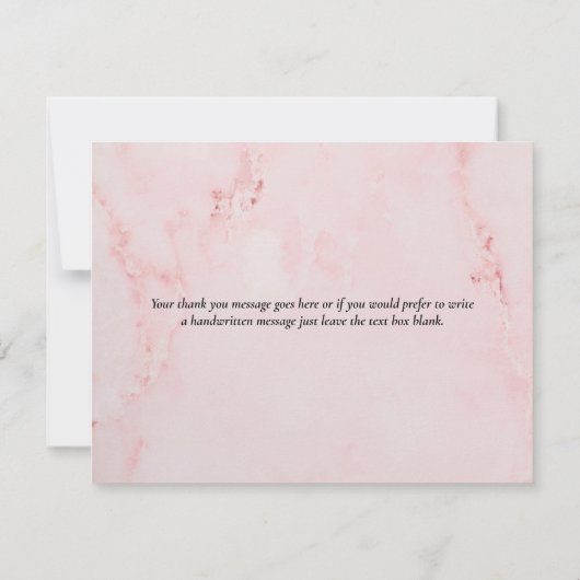 Elegant roze marmer script bedankkaart (Achterkant)