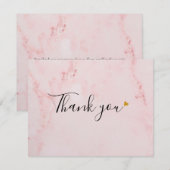 Elegant roze marmer script bedankkaart (Voorkant / Achterkant)