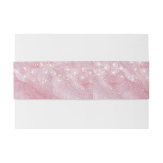 Elegant roze marmer Sparkle Stars Uitnodigingen Wikkel (Achterkant Voorbeeld)