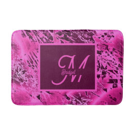 Elegant Roze Marmer vet Monogram Typografie Badmat