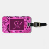 Elegant Roze Marmer vet Monogram Typografie Bagagelabel (Voorkant horizontaal)