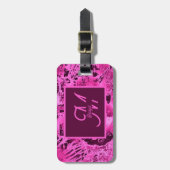 Elegant Roze Marmer vet Monogram Typografie Bagagelabel (Voorkant verticaal)