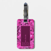 Elegant Roze Marmer vet Monogram Typografie Bagagelabel (Achterkant verticaal)