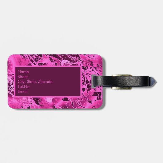 Elegant Roze Marmer vet Monogram Typografie Bagagelabel (Achterkant horizontaal)