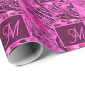 Elegant Roze Marmer vet Monogram Typografie Cadeaupapier (Rol Hoek)