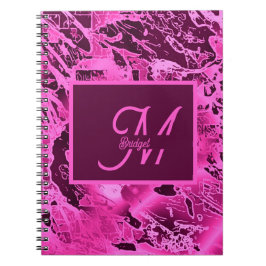 Elegant Roze Marmer vet Monogram Typografie Notitieboek