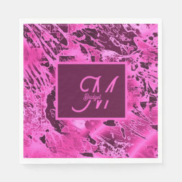 Elegant Roze Marmer vet Monogram Typografie Servet