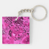 Elegant Roze Marmer vet Monogram Typografie Sleutelhanger (Achterkant)