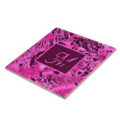 Elegant Roze Marmer vet Monogram Typografie Tegeltje (Zijkant)