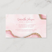 Elegant roze marmer Waterverf Gold Glitter Klantenkaartje (Achterkant)