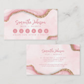 Elegant roze marmer Waterverf Gold Glitter Klantenkaartje (Voorkant / Achterkant)