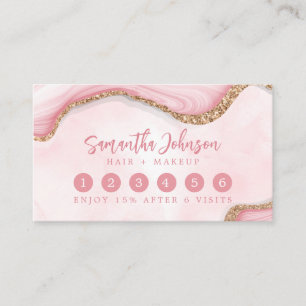 Elegant roze marmer Waterverf Gold Glitter Klantenkaartje