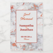 Elegant roze marmer Wedding Wijn Etiket (Enkel label)