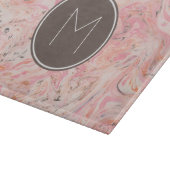 Elegant Roze Marmeren Monogram Snijplank (Hoek)