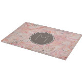 Elegant Roze Marmeren Monogram Snijplank (Hoek)