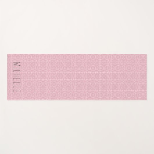 Elegant roze Marokkaans patroon met naam Yogamat (Voorkant (horizontaal))