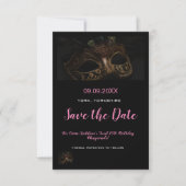 Elegant Roze Maskerade Masker Thema Sweet 16th Save The Date (Voorkant)