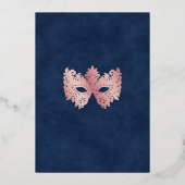 Elegant roze Masquerade Mask Quinceanera Folie Uitnodiging (Achterkant)