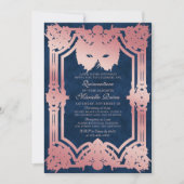 Elegant roze Masquerade Mask Quinceanera Kaart (Voorkant)