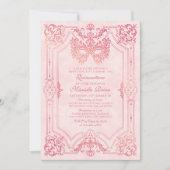 Elegant roze Masquerade Mask Quinceanera Kaart (Voorkant)