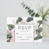 Elegant Roze Mauve Roos Bloemen Waterverf Bruiloft RSVP Kaartje (Staand voorkant)