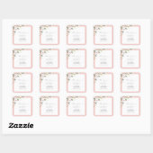 Elegant Roze Meisje Bloemen Baby shower Dank u Vierkante Sticker (Vel)
