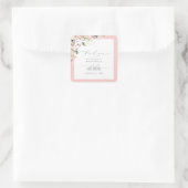 Elegant Roze Meisje Bloemen Baby shower Dank u Vierkante Sticker (Tas)