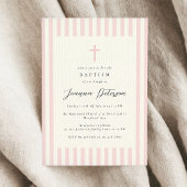 Elegant roze meisje doop kaart