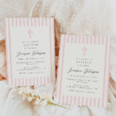 Elegant roze meisje doop kaart