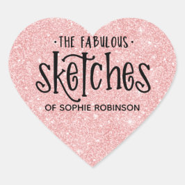 Elegant Roze Meisje Glitter Artist Business Hart Sticker