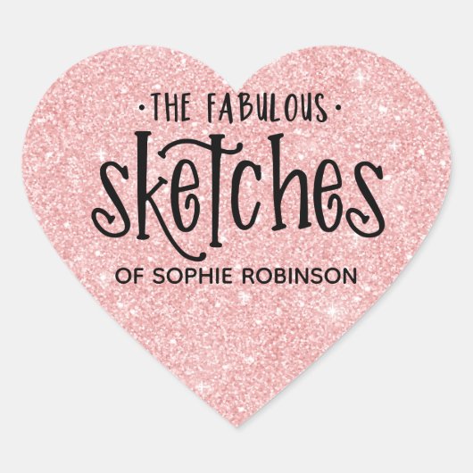 Elegant Roze Meisje Glitter Artist Business Hart Sticker (Voorkant)