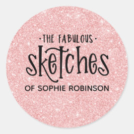 Elegant Roze Meisje Glitter Artist Business Ronde Sticker
