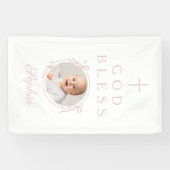 Elegant Roze Meisje God Bless Foto Spandoek (Horizontaal)