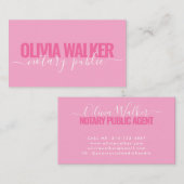 Elegant Roze Meisje Handtekening Notaris Public Ag Visitekaartje (Voorkant / Achterkant)