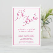 Elegant roze meisje Modern Simple Baby shower Kaart (Staand voorkant)