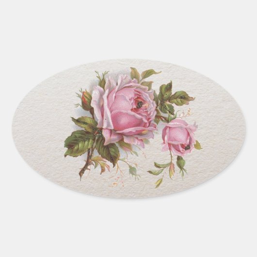 Elegant Roze Meisje  Schattige Roos Ovale Sticker (Voorkant)