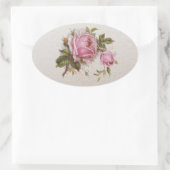 Elegant Roze Meisje  Schattige Roos Ovale Sticker (Tas)